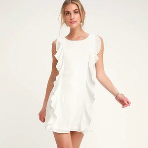 New with tag Lulus Audree White Ruffled Sleeveless Dress